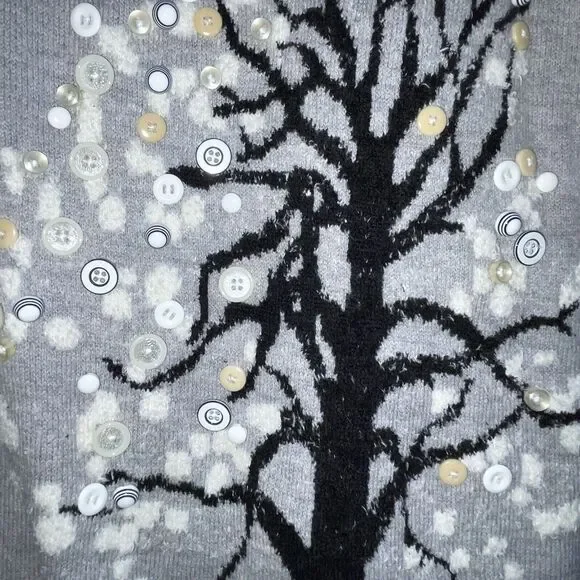 Anthropologie HWR Monogram S Cute As A Button Embellished Tunic Sweater - Picture 5 of 6